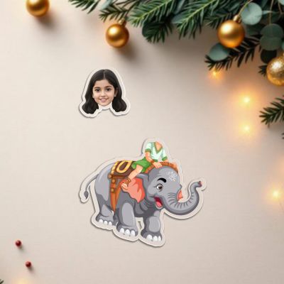 Personalized Elephant Theme Caricature with Shaking Head, Custom with Funny Face Birthday Return Gift for Kids & Girls Battery Powered with Moving Head Bobblehead Figurine